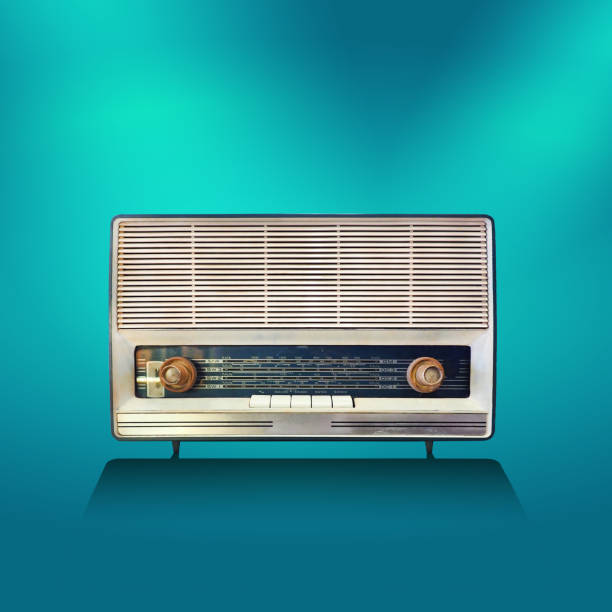 istock rounded rectangle antique radio stereo transistor on vintage gradient background 838183136