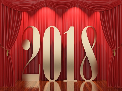 New year 2018,3d rendering of 2018 on stage