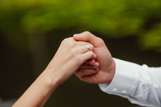 istock Bride and holding hands at wedding day. Close-up. Wedding ring. 838186430