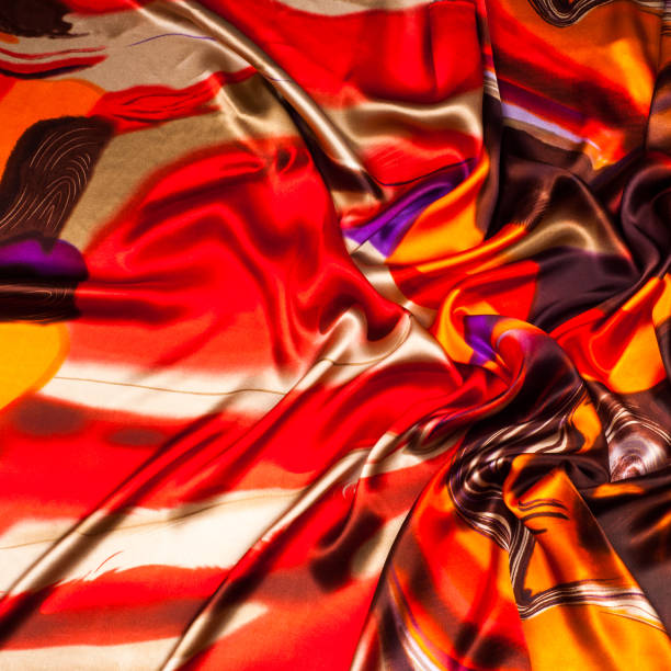istock Fabric colors abstraction, with a pattern of yellow,  red . 838186444