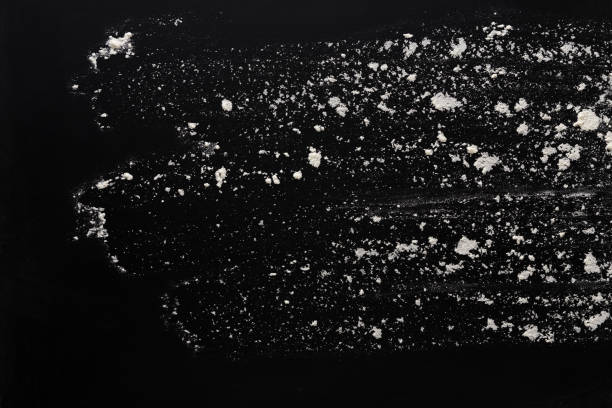 istock Baking concept on black background, sprinkled flour with copy space 838188874