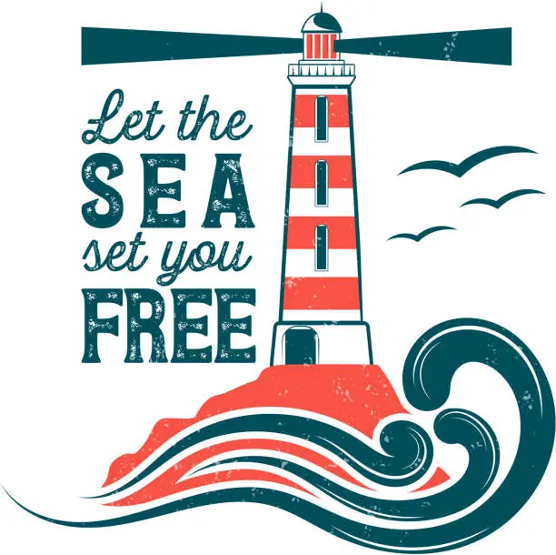 Vector illustration of Vector badge sea theme for your design, print, print on T-shirt and internet