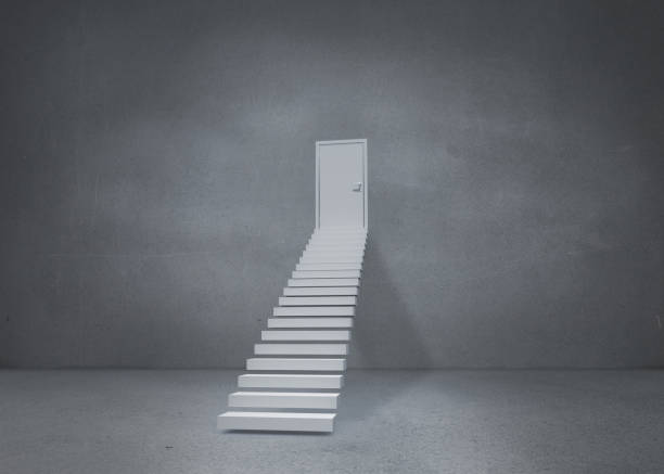 istock Shut door at top of steps 838189666