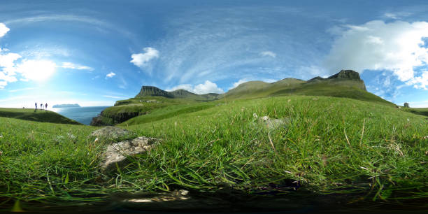istock Spherical 360 degrees seamless panorama in equirectangular projection, panorama of natural landscape in Faroe Islands, Denmark. VR content 838197478