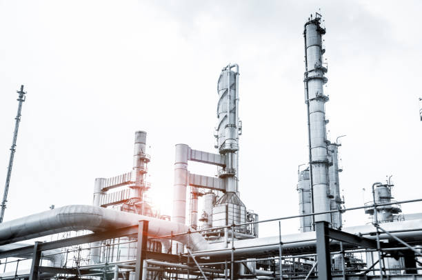 istock Industrial view at oil refinery plant form industry zone 838204586