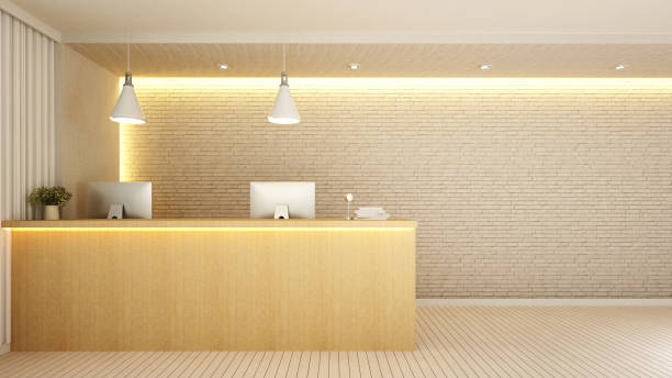 istock reception in lobby for artwork of hotel or Office - 3D Rendering 838205434