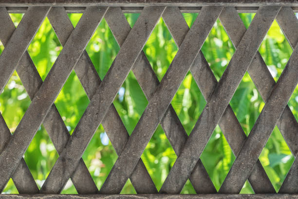 istock Metal material fence with green leafs at the background 838209564