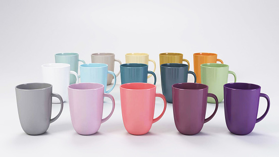 Colorful Mugs in a row