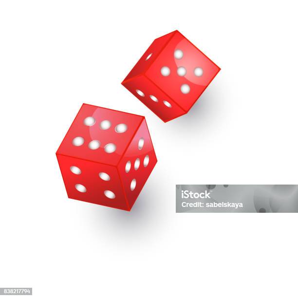 Vector Flat Cartoon Casino Dice Cubes Isolated Stock Illustration - Download Image Now - Addiction, Cartoon, Casino