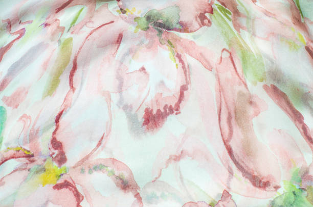 istock Fabric silk texture, abstract flowers drawn on the fabric 838218988