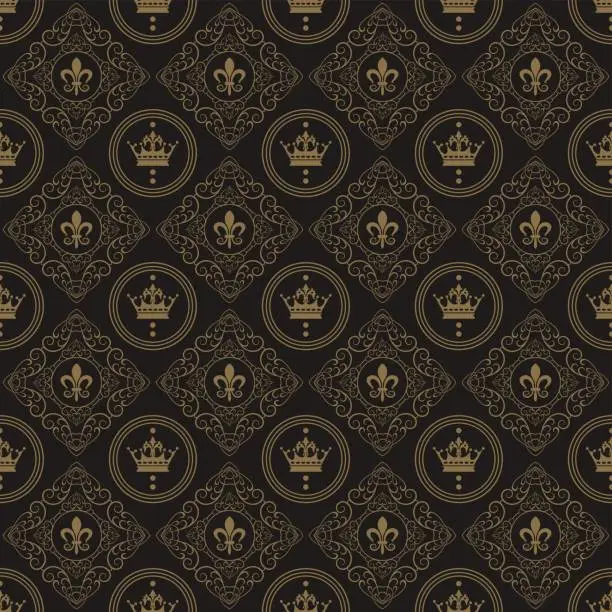 Vector illustration of Art deco wallpaper seamless pattern retro style dark color vector illustration