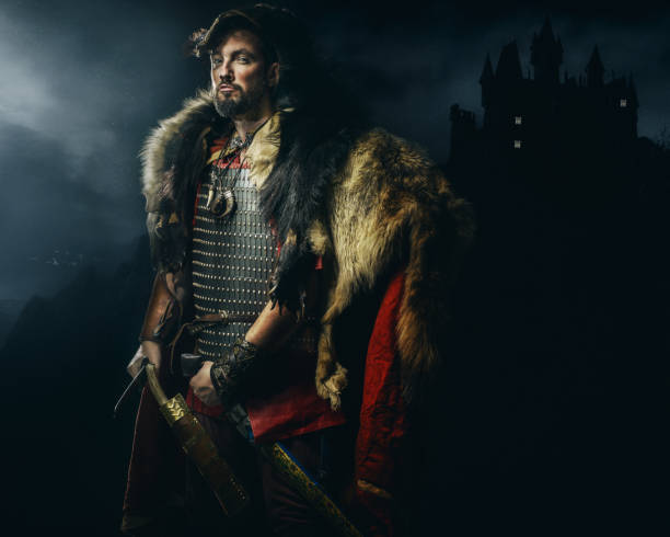 istock Viking warrior with sword over black background 838221872