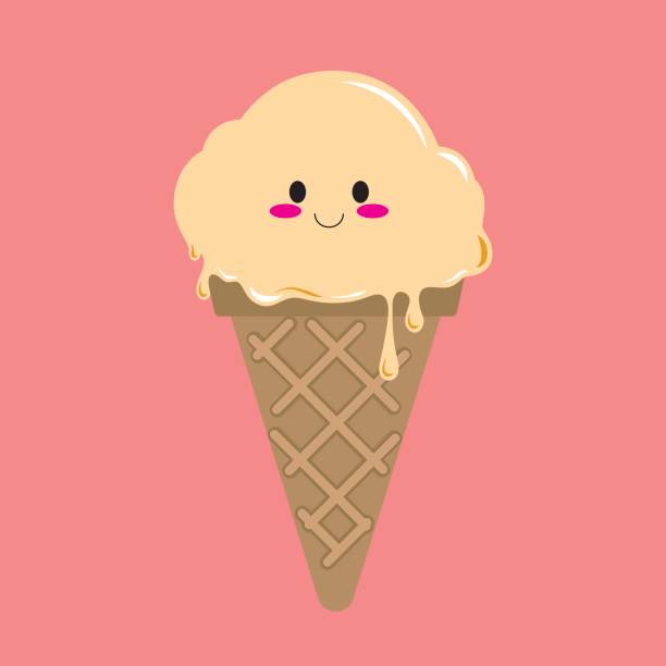 Vector of cute icecream cone Vector of cute icecream cone whip cream dollop stock illustrations
