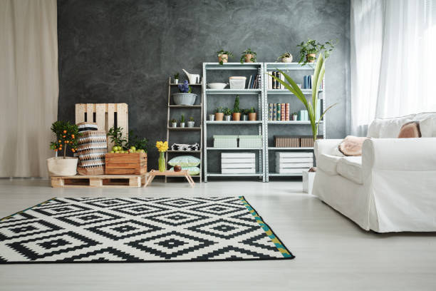 istock Black and white living room 838222528