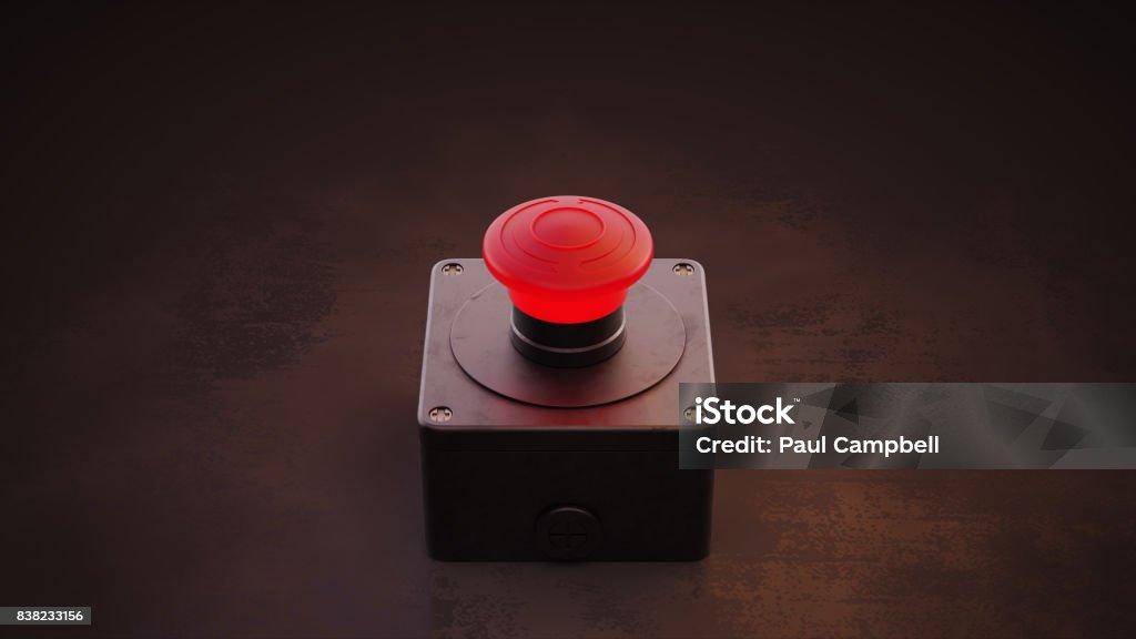 Big Red Button Big red emergency button / 3d illustration / 3d rendering Button - Sewing Item Stock Photo