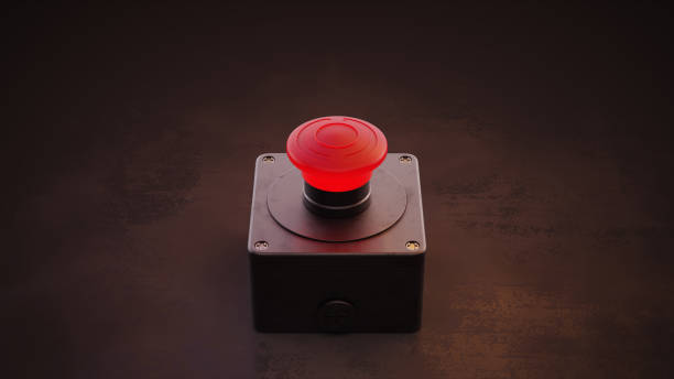 большая красная кнопка - push buttons стоковые фото и изображения