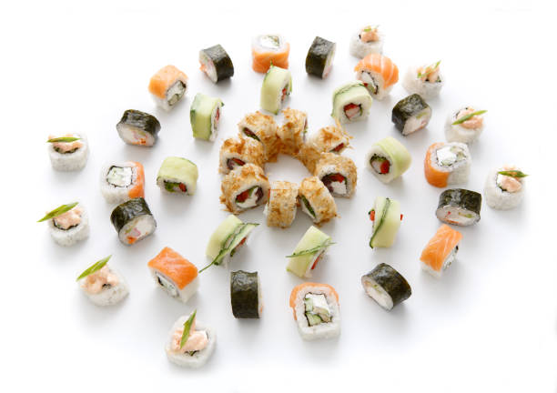 istock Sushi assortment isolated on white background 838233570