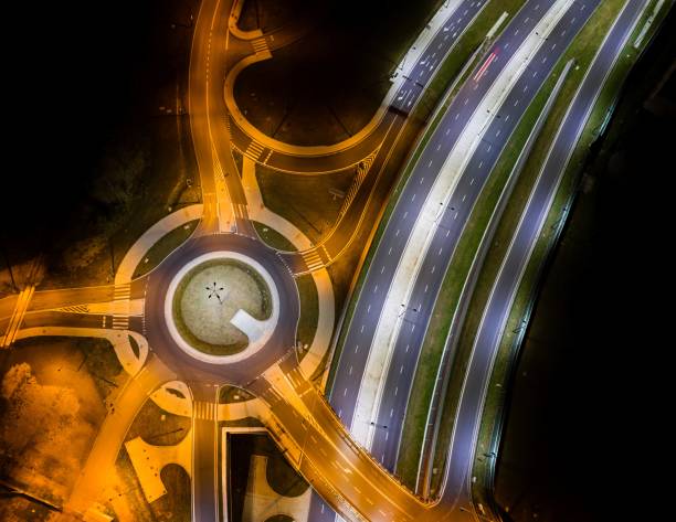 istock Crossroads and roundabout at night. 838238244