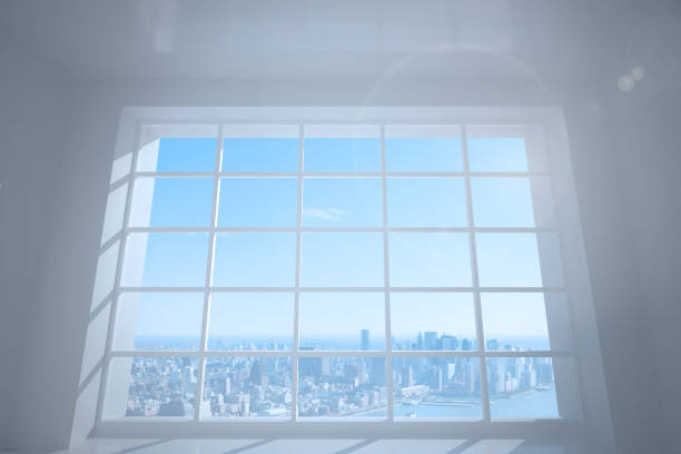 istock Room with window showing city 838238930