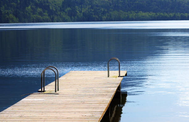 istock Dock at lake with calm water 838243850