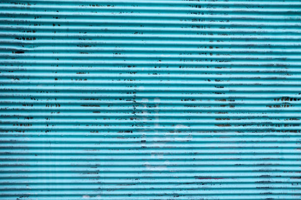 Flaked paint mettal shop shutter closed