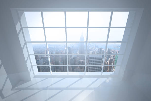 istock Room with window showing city 838249552