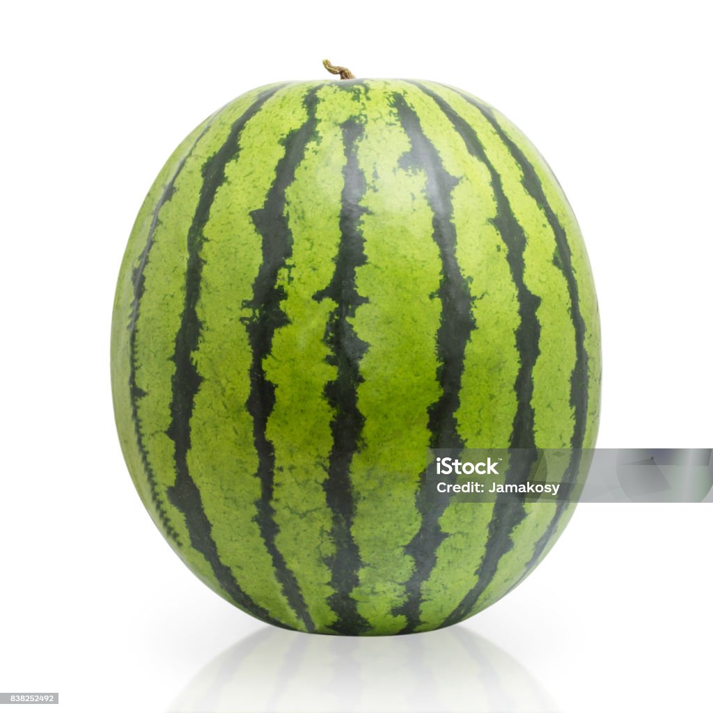 Melon d’eau entier isolé sur fond blanc - Photo de Pastèque libre de droits