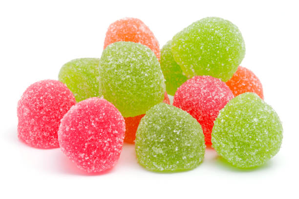 istock Colored jelly sweet sugar candies isolated on white background 838252564