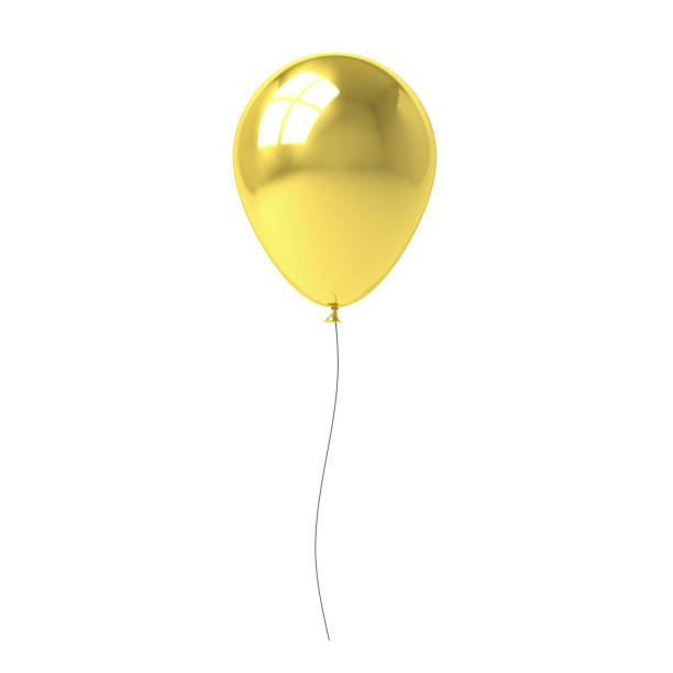 golden balloon isolated on white background with window reflection . 3d rendering - nobody inflatable equipment rope imagens e fotografias de stock