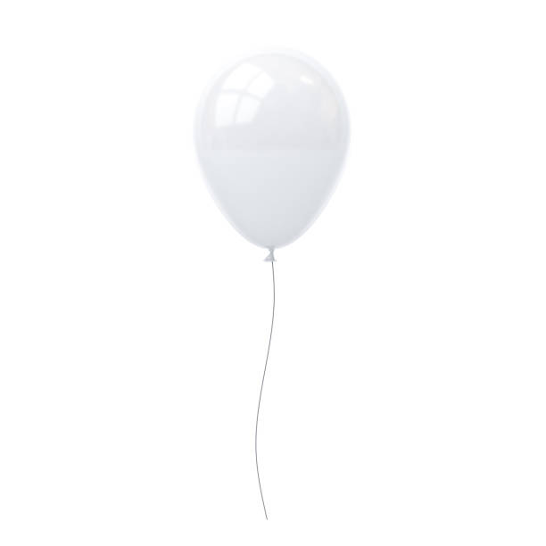 white balloon isolated on white background with window reflection . 3d rendering - nobody inflatable equipment rope imagens e fotografias de stock