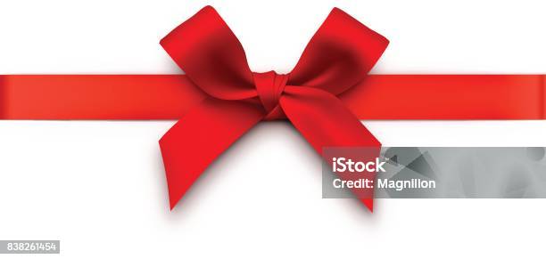 Red Gift Bow With Ribbon Stock Illustration - Download Image Now - Tied Bow, Red, Christmas