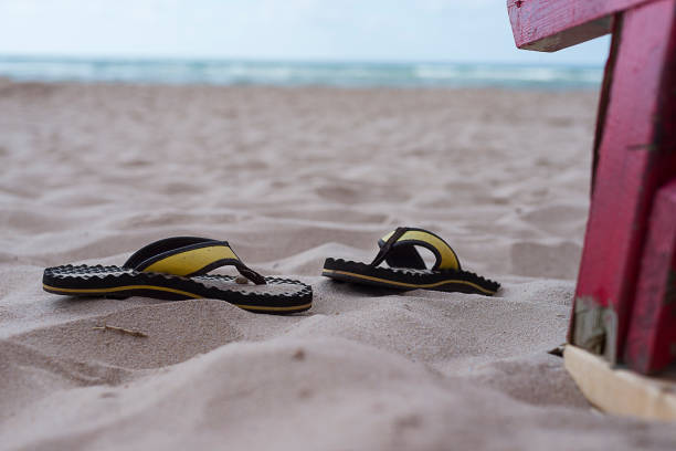 istock Pair of Sandals on the beach 838262946