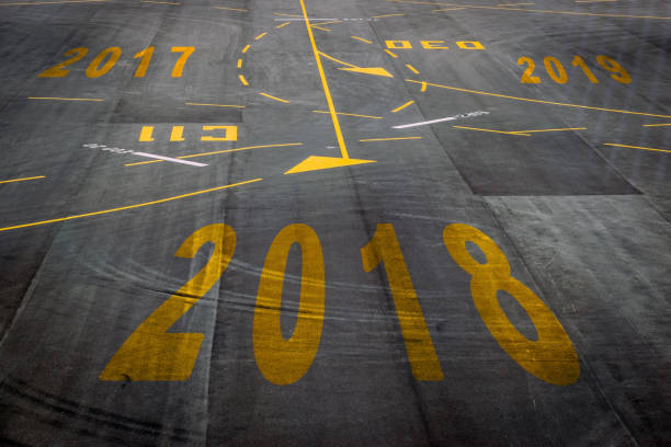 2018 new year background - pista de aeroporto imagens e fotografias de stock