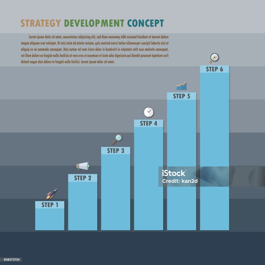 Strategy Development Chart Strategy Development Concept With Bar Graph In Layer Background Stock ...