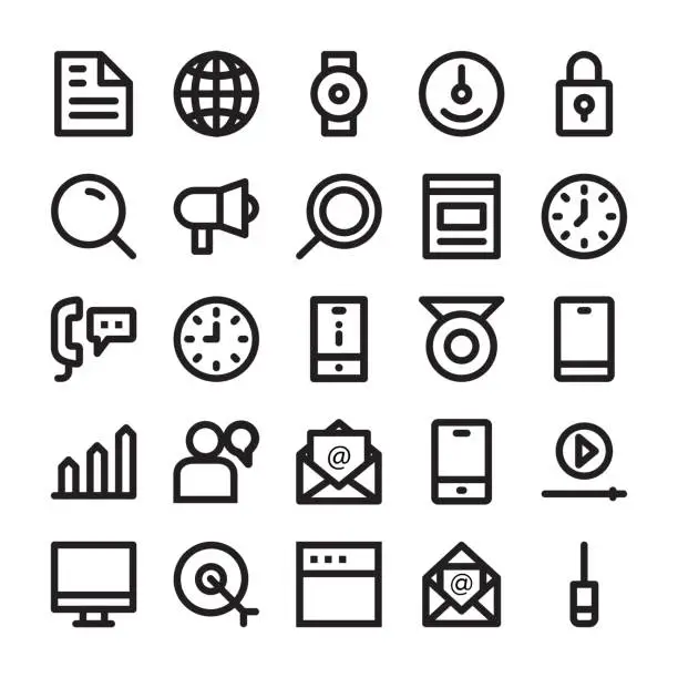 Vector illustration of SEO and Marketing Vector Line Icons 2