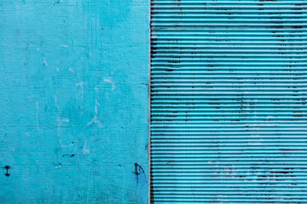 Flaked paint mettal shop shutter closed