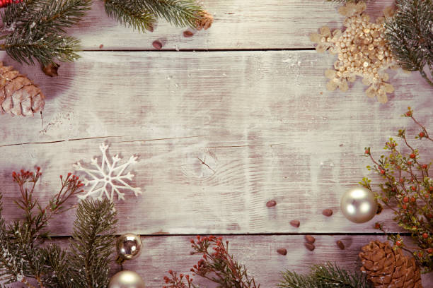 istock snowy table. festive Christmas background. 838296616