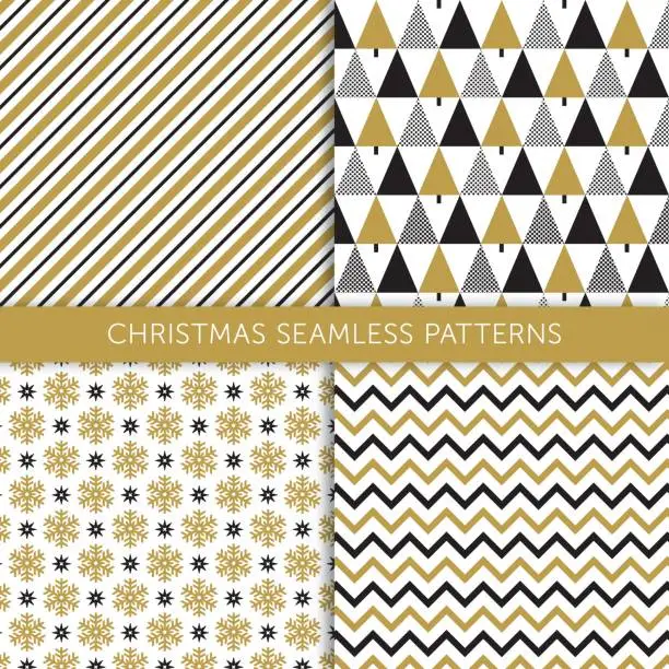 Vector illustration of Christmas different seamless patterns