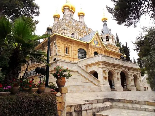 The Israel, city of Jerusalem, the Church of St. Mary Magdalene, built  at 1883-1883, of Alexander Emperor of Russia