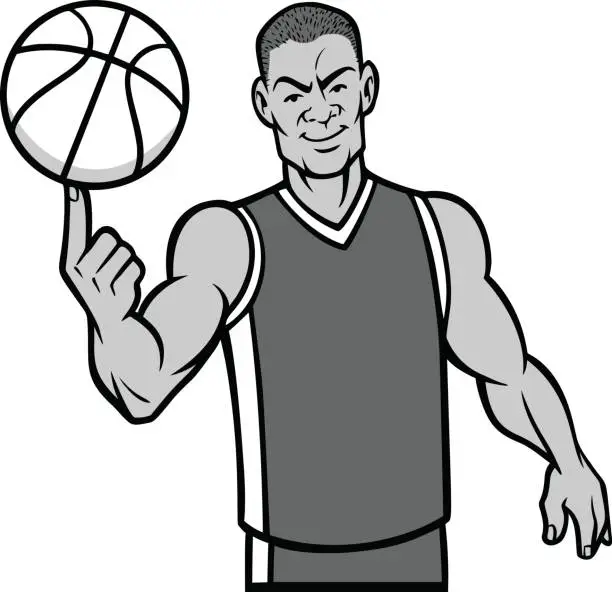 Vector illustration of Basketball Player Spinning Ball with Finger Illustration