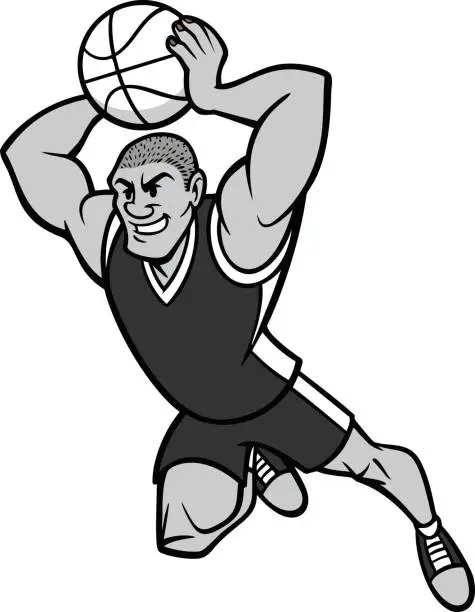 Vector illustration of Basketball Player Dunking Illustration