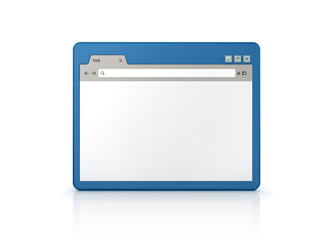 laptop computer with orange login screen on blue desktop - 3D illustration