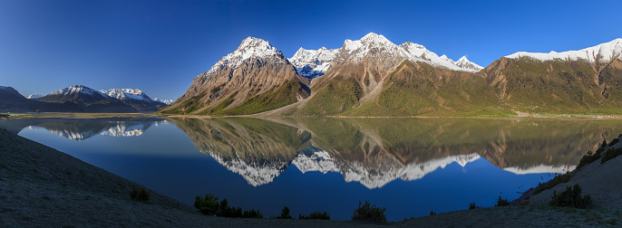 Beautiful snow capped mountains and lakes in Tibet, China