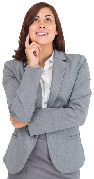 istock Businesswoman smiling and looking up 838343918