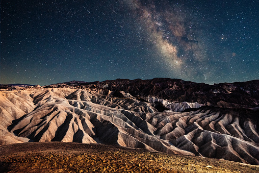Milky way raising over Zabriskie Point in Death Valley