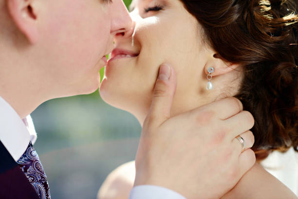 istock Wedding couple on the nature is hugging each other 838375428