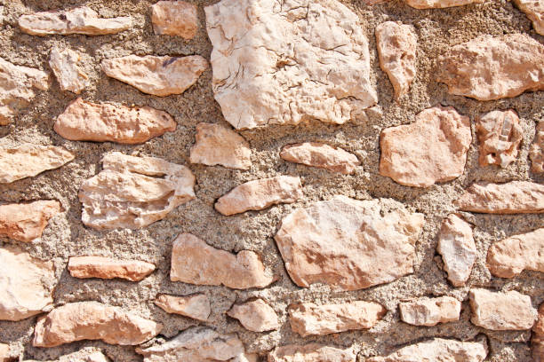 istock Stone wall, background texture pattern, old masonry, sandstone, southern architecture in the Caribbean style 838379084