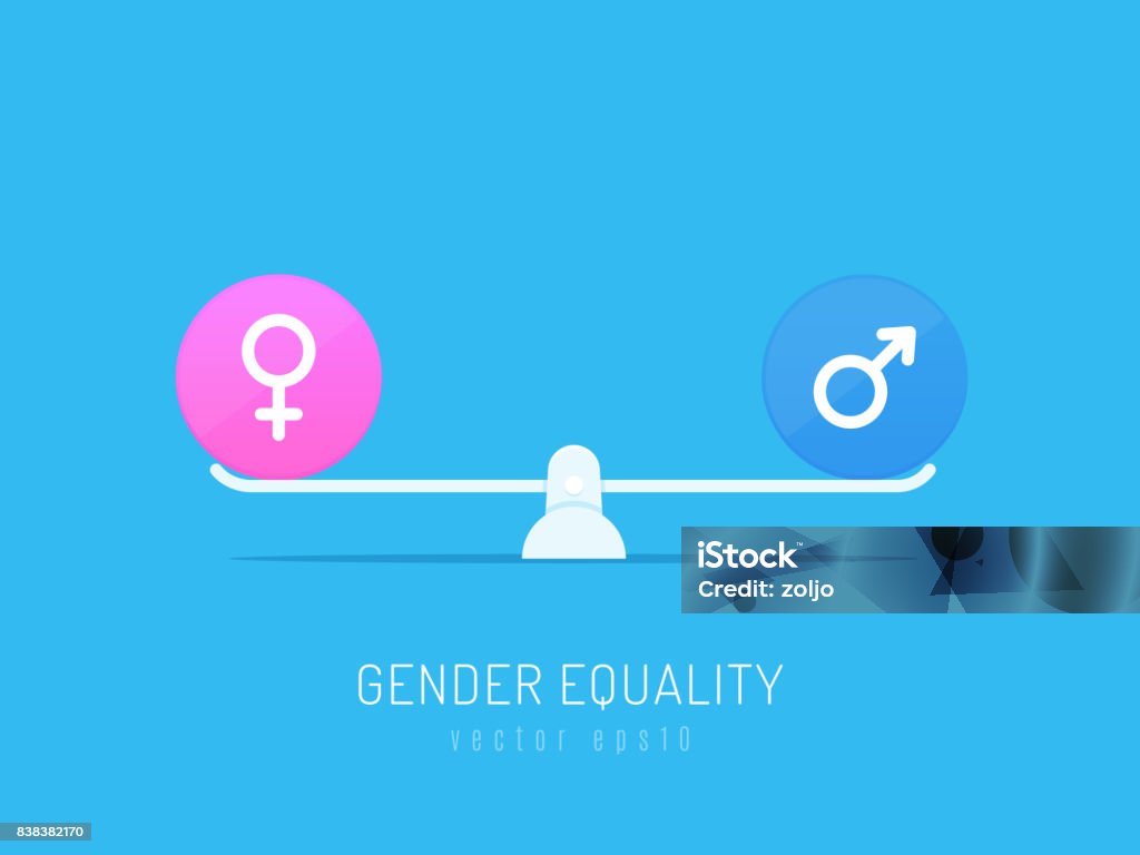 Gleichstellung der Geschlechter - Lizenzfrei Waage - Gewichtsmessinstrument Vektorgrafik