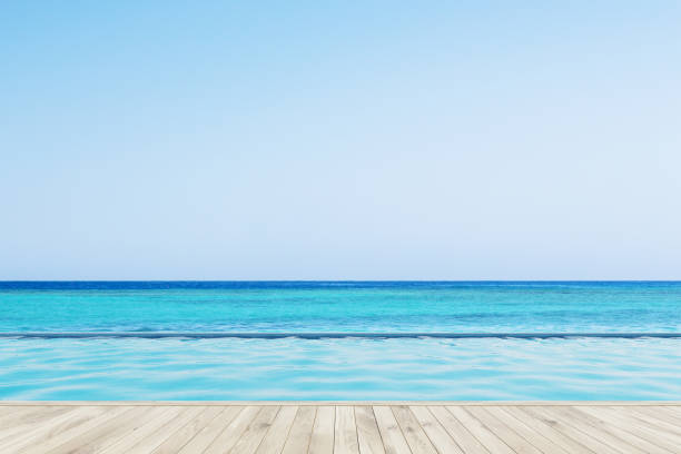 istock Wooden floor near a pool 838382252