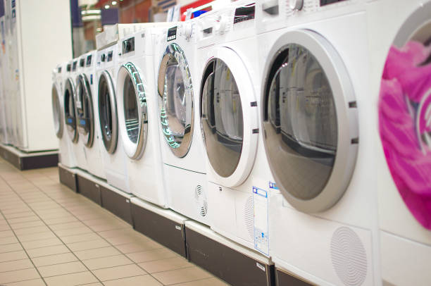 istock Row of washing machines 838390376